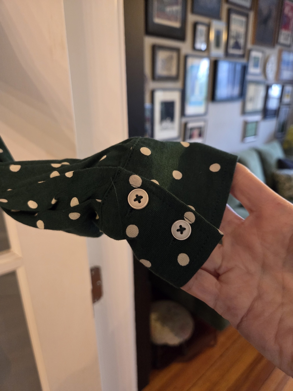 Boden Green Polka Dot Midi Shirtdress with Tie Waist - Size 14R - Picture 8 of 8